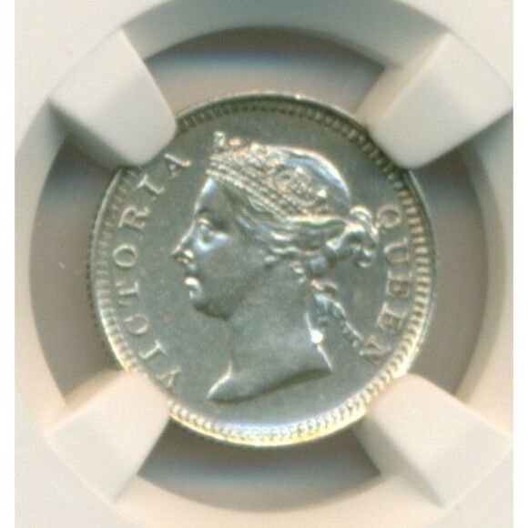 Straits Settlements (Malaysia) Victoria 1900 Silver 5 Cents AU Details NGC - Picture 3 of 4